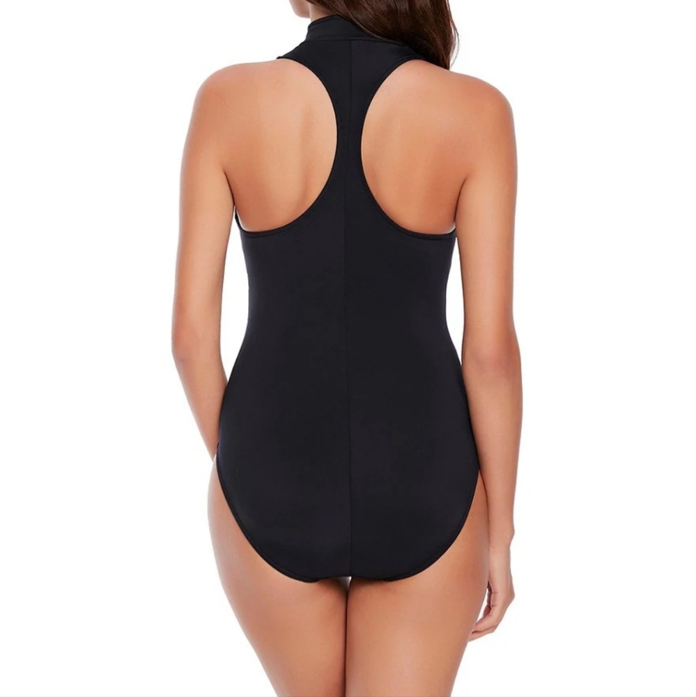 Scuba Coco Zip Front High Neck Underwire One Piece Swimsuit Women's Size 10 - Picture 2 of 16